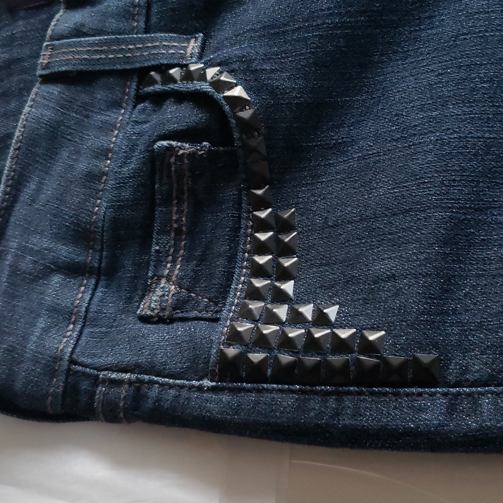 NYDJ New ALINA Jeans Black Metal STUD Rivet Pocket Legging Skinny Women USA RARE - Picture 11 of 16